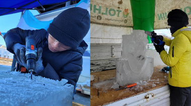 Jóvenes hondureños practicaron esculturas en hielo de la mano de CAVAC
