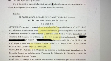 El Gobierno firmó un contrato de $135 millones por un chofer con vehículo