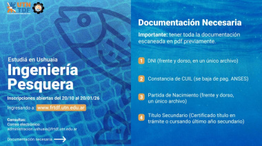 La UTN convoca a la inscripción para Ingeniería Pesquera