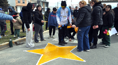 Con emotivo acto, pintaron dos estrellas amarillas en la Ruta 3