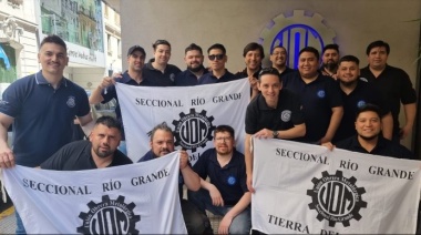 Delegación de la UOM Río Grande en el acto con Cristina