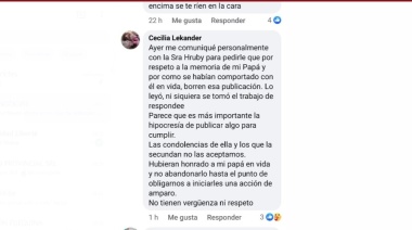 La hija del profesional rechazó condolencias de la presidenta de OSEF