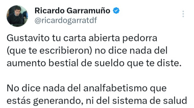 Ricardo Garramuño cruzó con dureza a Melella tras su carta abierta