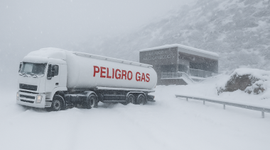 Camión con gas licuado quedó varado en Garibaldi en medio de una fuerte nevada