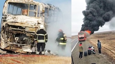 Incendio consumió colectivo de larga distancia de Marga