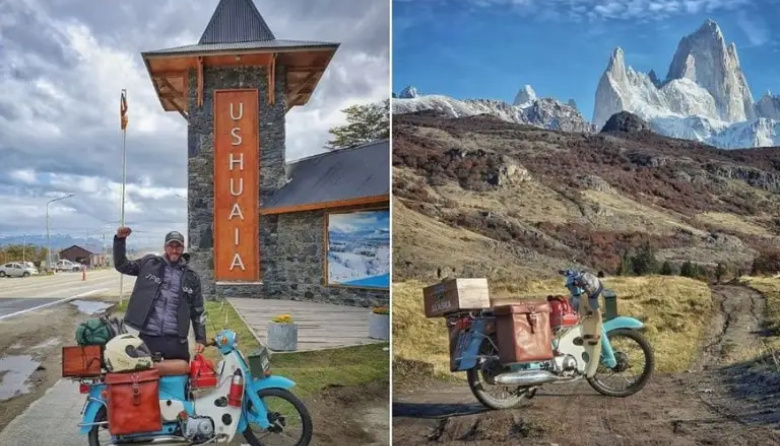 La odisea patagónica que conquistó Alaska en una moto de 90 cc