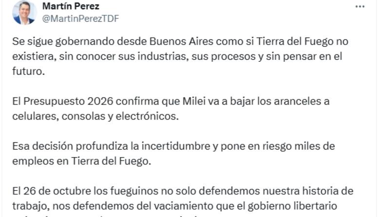 "El presupuesto 2026 confirma que Milei elimina aranceles a celulares importados"