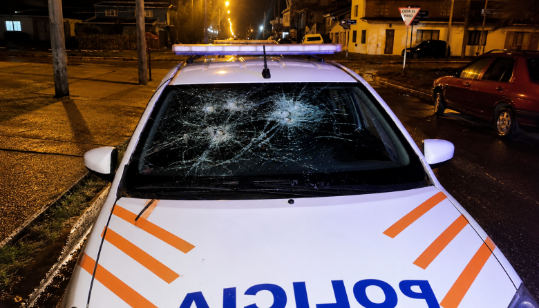 Con un martillo destrozó un patrullero y terminó detenido junto a otros dos hombres