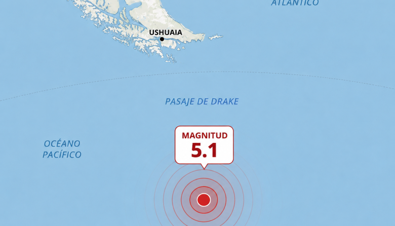 Registraron un sismo de magnitud 5,1 en el Pasaje de Drake