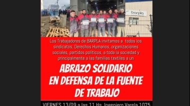 Este viernes se realizará el abrazo solidario a Barpla