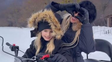 Luciana Salazar y Flavio Mendoza vivieron una jornada familiar en la nieve fueguina