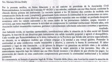 Reencontrándonos confirmó la rescisión del convenio con OSEF: “Nos empujaron a una virtual quiebra”