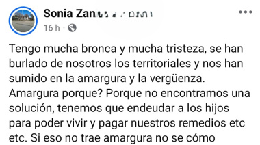 Jubilada territorial de 80 años expone su angustia: “Estamos endeudados hasta el cuello”