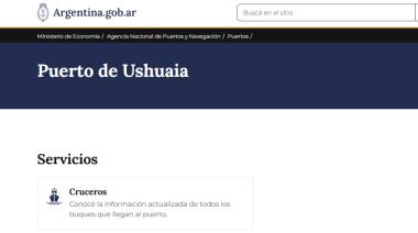 Nación ya exhibe el Puerto de Ushuaia en su web oficial