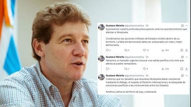 Melella rechazó la intervención de Estados Unidos en Venezuela y pidió paz