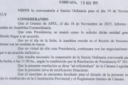 Suspenden la sesión ordinaria en la Legislatura prevista para hoy por medidas de fuerza de APEL