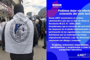 La AMET pidió anular la extensión del ciclo lectivo hasta el 23 de diciembre